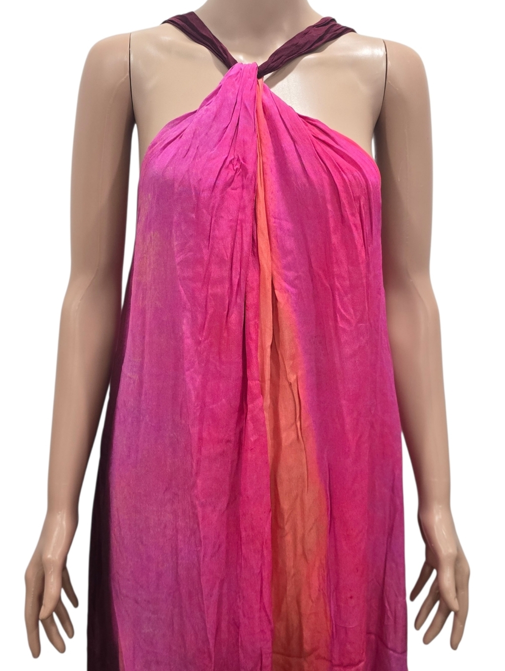 NEW Massimo Dutti Long Flowing Dress with Multicoloured Print RED MARL 6636/82 - Picture 6 of 10